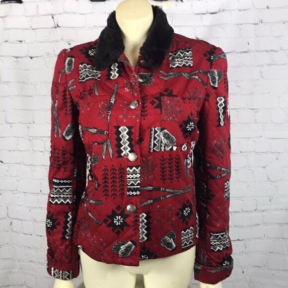 British Khaki Quilted Winter Jacket faux Fur EUC 6 - Picture 1 of 6